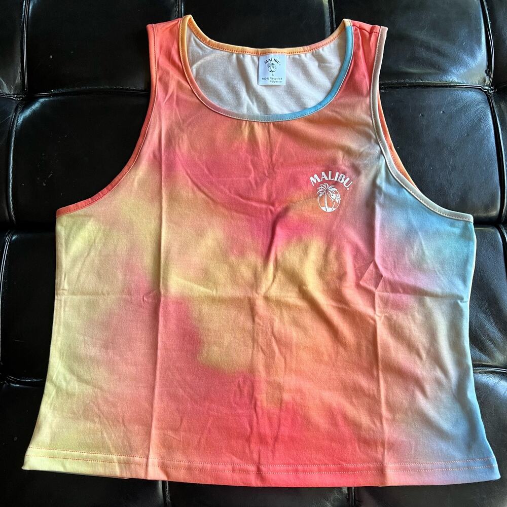 New! Malibu rum women’s size Small tie-dye crop tank top